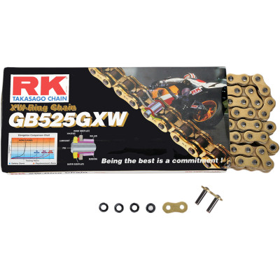 RK GB525GXW 110 RIVET LINK 525 W-RING REPLACEMENT DRIVE CHAIN / GOLD GB525GXW-110-CLF