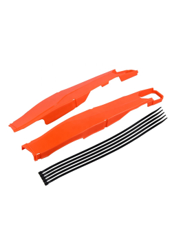 MX GUARDS ABS Rear Swingarm Swing Arm Protector Guard Covers Kit Compatible with KTM 150-500 EXC/EXC-F/XC-W/XCF-W (12-22) (BLACK * ORANGE) W-1263D0030*