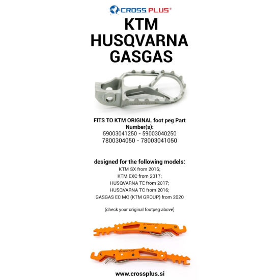 CROSSPLUS KTM, HUSQVARNA, GASGAS 2016- PASSENGER FOOTPEGS (M #10