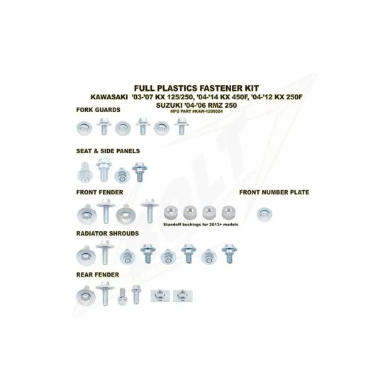 RTECH BODY WORK FASTENER KIT KAW - KAW-001765