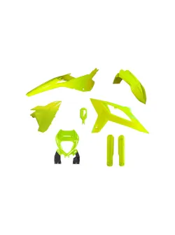 RTECH ENDURO FULL PLASTIC KIT 6 PCS WITH FRONT HEADLIGHT PLASTIC & FACTORY WRAP FORK PROTECTORS - R-KITBET-GF0-620