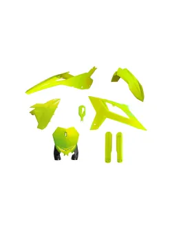 RTECH MOTOCROSS FULL PLASTIC KIT 6 PCS WITH FRONT PLATE & FACTORY WRAP FORK PROTECTORS - R-KITBET-GF0-622