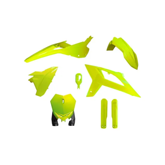 RTECH MOTOCROSS FULL PLASTIC KIT 6 PCS WITH FRONT PLATE & FACTORY WRAP FORK PROTECTORS - R-KITBET-GF0-622