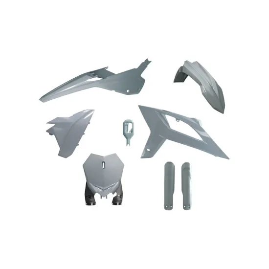 RTECH MOTOCROSS FULL PLASTIC KIT 6 PCS WITH FRONT PLATE & FACTORY WRAP FORK PROTECTORS - R-KITBET-GR0-622