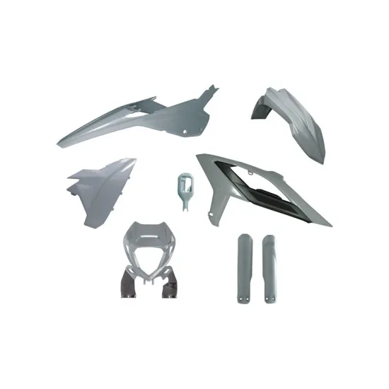 RTECH ENDURO FULL PLASTIC KIT 6 PCS WITH FRONT HEADLIGHT PLASTIC & FACTORY WRAP FORK PROTECTORS - R-KITBET-GR0-623