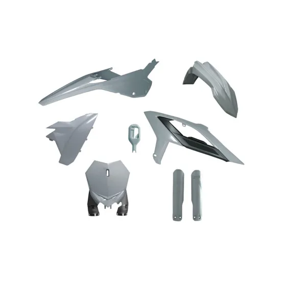 RTECH MOTOCROSS FULL PLASTIC KIT 6 PCS WITH FRONT HEADLIGHT PLASTIC & FACTORY WRAP FORK PROTECTORS - R-KITBET-GR0-624