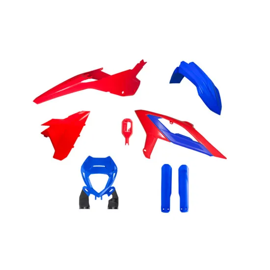 RTECH ENDURO FULL PLASTIC KIT 6 PCS WITH FRONT HEADLIGHT PLASTIC & FACTORY WRAP FORK PROTECTORS - R-KITBET-RSB-633