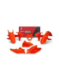 RTECH PLASTIC KIT 6 PCS WITH LEFT AIRBOX COVER AND NEON ORANGE HEADLIGHT PLASTIC - R-KITKTM-AN0-517