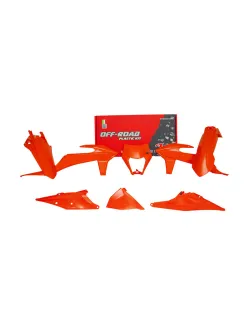 RTECH PLASTIC KIT 6 PCS WITH LEFT AIRBOX COVER & NEON ORANGE HEADLIGHT PLASTIC - R-KITKTM-AN0-520