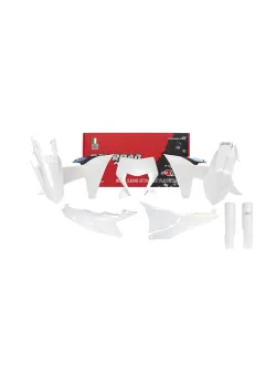 RTECH PLASTICS KIT 7 PCS WITH LEFT AIRBOX COVER, WHITE HEADLIGHT PLASTIC AND WHITE FORK PROTECTORS - R-KITKTM-BN0-704