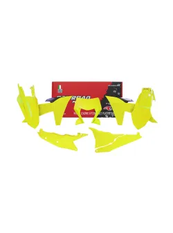 RTECH PLASTIC KIT 6 PCS WITH LEFT AIRBOX COVER & ORANGE HEADLIGHT PLASTIC - R-KITKTM-GF0-624