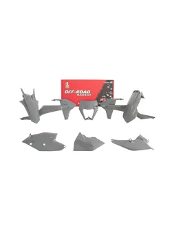 RTECH PLASTIC KIT 6 PCS WITH LEFT AIRBOX COVER AND GREY HEADLIGHT PLASTIC - R-KITKTM-GR0-517