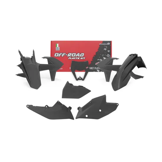 RTECH PLASTIC KIT 6 PCS WITH LEFT AIRBOX COVER AND BLACK HEADLIGHT PLASTIC - R-KITKTM-NR0-517