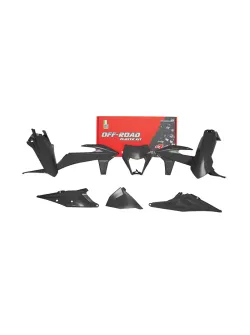 RTECH PLASTIC KIT 6 PCS WITH LEFT AIRBOX COVER & BLACK HEADLIGHT PLASTIC - R-KITKTM-NR0-520