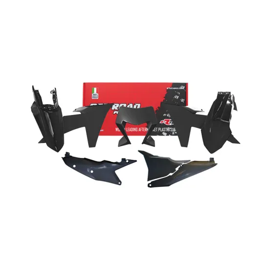 RTECH PLASTIC KIT 6 PCS WITH LEFT AIRBOX COVER & BLACK HEADLIGHT PLASTIC - R-KITKTM-NR0-624