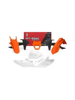 RTECH PLASTIC KIT 6 PCS WITH LEFT AIRBOX COVER AND ORANGE HEADLIGHT PLASTIC - R-KITKTM-OEM-517