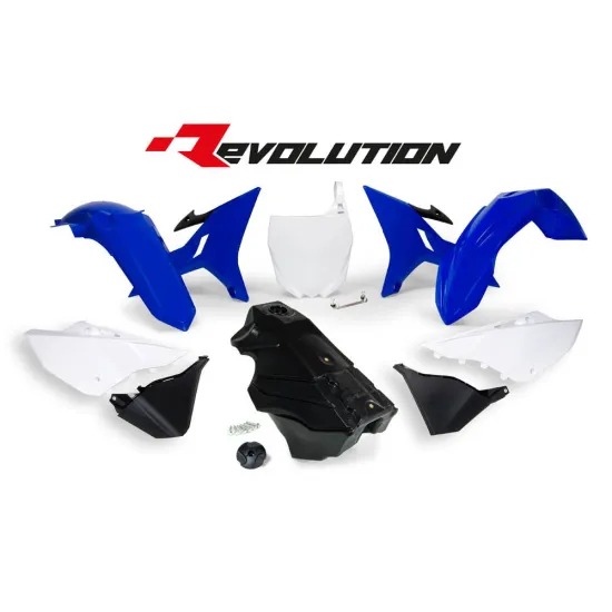 RTECH PLASTIC KIT 7 PCS includes black  gas tank, gas cap and front plate adapter - R-KITYZ0-BL0-016