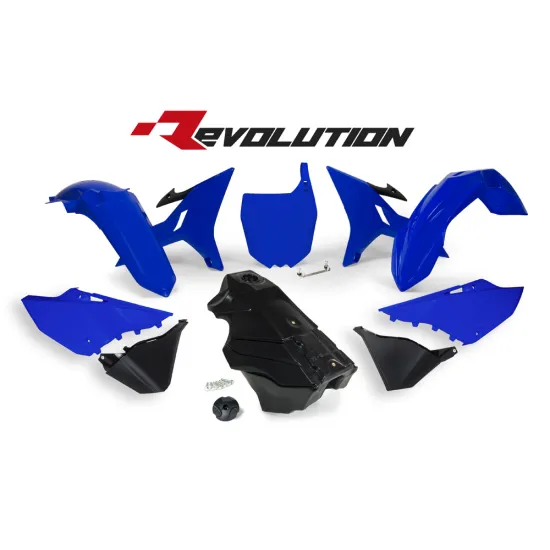RTECH PLASTIC KIT 7 PCS includes black  gas tank, gas cap and front plate adapter - R-KITYZ0-BL1-016