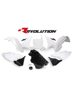 RTECH PLASTIC KIT 7 PCS includes black  gas tank, gas cap and front plate adapter - R-KITYZ0-BN0-016