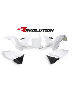 RTECH REPLACEMENT PLASTIC KIT 6 PCS includes white fenders, white shrouds, white side panels, black airbox side panels, white front plate - R-KITYZ0-BN0-REV