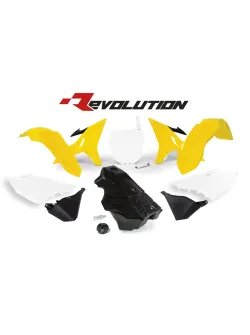 RTECH PLASTIC KIT 7 PCS includes black  gas tank, gas cap and front plate adapter - R-KITYZ0-GY0-016