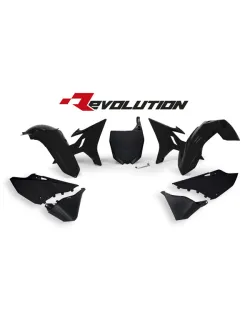 RTECH REPLACEMENT PLASTIC KIT 6 PCS includes black fenders, black shrouds, black side panels, black airbox side panels, black front plate - R-KITYZ0-NR0-REV