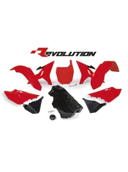 RTECH PLASTIC KIT 7 PCS includes black  gas tank, gas cap and front plate adapter - R-KITYZ0-RD0-016