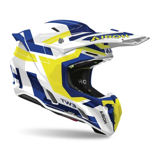 AIROH Twist 3 Dynasty kék/sárga fényes motocross sisak (TW3D #1