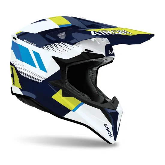 AIROH Motocross Sisak Wraaap Vision Yellow/Blue Gloss (WRAV3 #1