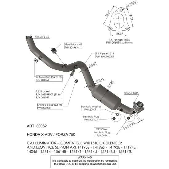 LeoVince 4 ütemű leömlőcső Honda X-ADV 750-hez (80062)