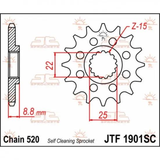 JT Sprockets Front Sprocket 13T - MX Self-Cleaning | 520 Chain Size