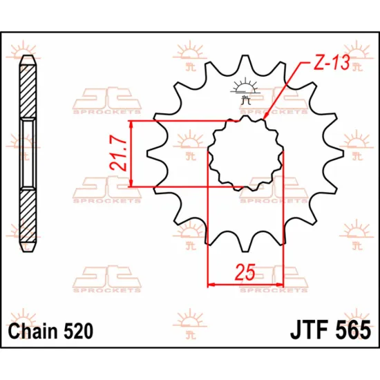 JT Sprockets Front Replacement Sprocket 17 Teeth 520 Pitch Natural Chromoly Steel JTF565.17