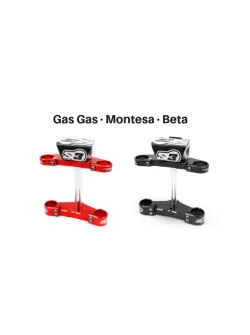 S3 Yokes Aluminium Set for Gas Gas, Montesa, Beta - 39mm (BLACK & RED) | HA-111