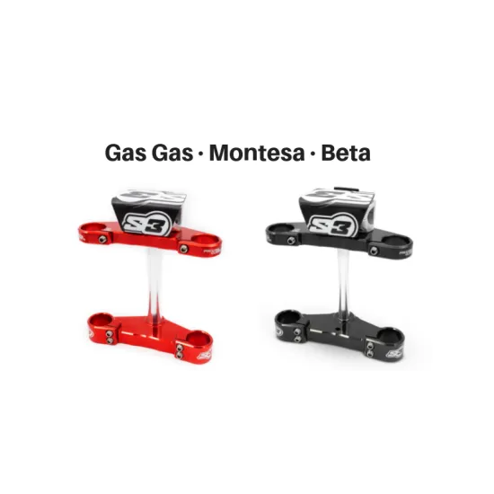 S3 Yokes Aluminium Set for Gas Gas, Montesa, Beta - 39mm (BLACK & RED) | HA-111