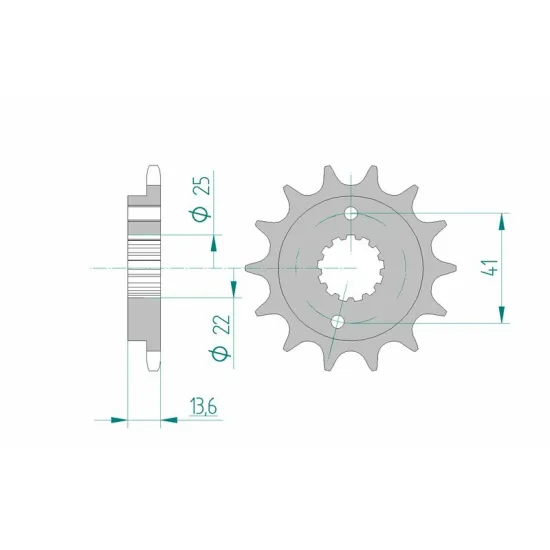 AFAM Steel Standard Front Sprocket 20608 - 520 1075125001 20608-14 FR: 46000969