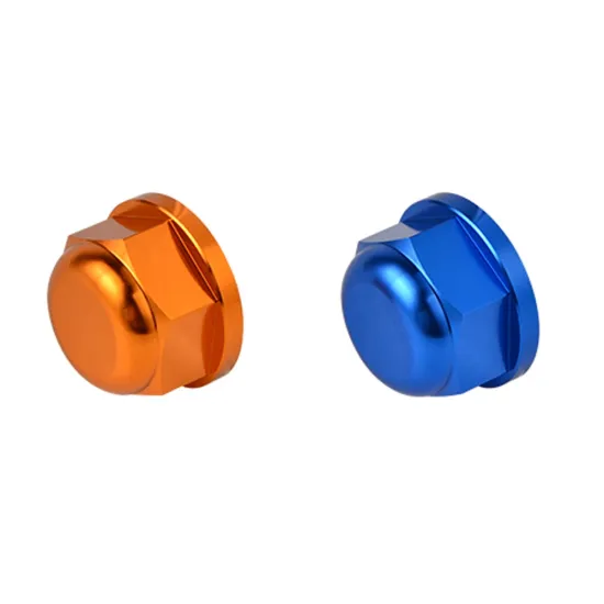 MX GUARDS M20xP1.5 Rear Axle Nut for KTM, Husaberg, Husqvarna, Gas Gas - Blue & Orange