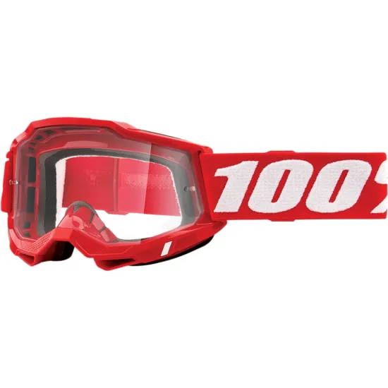 100% Accuri 2 Adult Goggles - Red Clear | Premium Motorcycle Eyewear